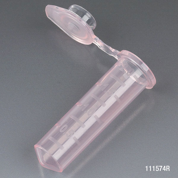 Globe Scientific Microcentrifuge Tube, 2.0mL, PP, Attached Snap Cap, Graduated, Red, Certified: Rnase, Dnase and Pyrogen Free, 500/Stand Up Zip Lock Bag Microcentrifuge Tube; Microtube; Eppendorf Tube; Micro CT; 2.0mL; Centrifuge Tube; Red;